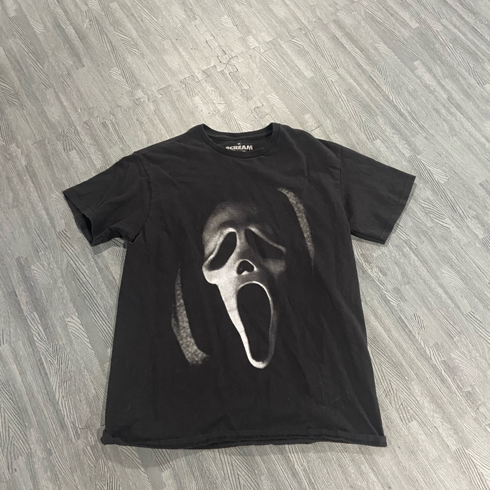Black Graphic T-Shirt with Scream Print